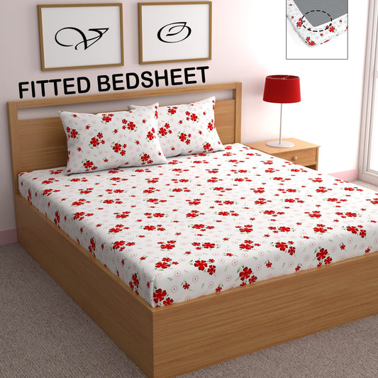 CHHAVI INDIA 210 TC Microfiber Fitted Double Size Printed Bedsheet