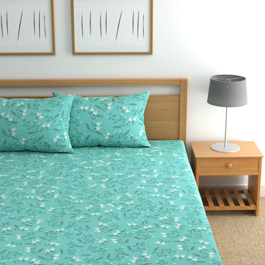 CHHAVI INDIA 210 TC Microfiber Fitted Double Size Printed Bedsheet