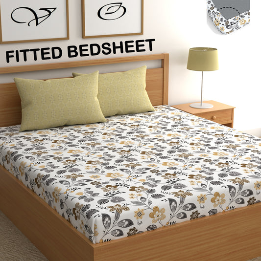 CHHAVI INDIA 210 TC Microfiber Fitted Double Size Printed Bedsheet