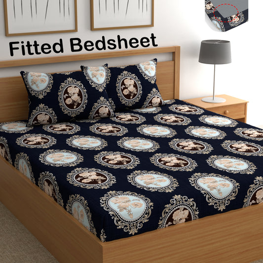CHHAVI INDIA 210 TC Microfiber Fitted Double Size Printed Bedsheet