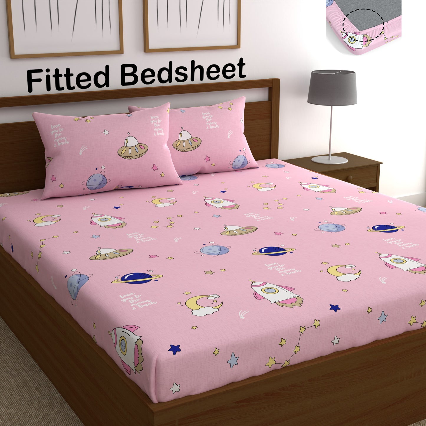 CHHAVI INDIA 210 TC Microfiber Fitted Double Size Printed Bedsheet