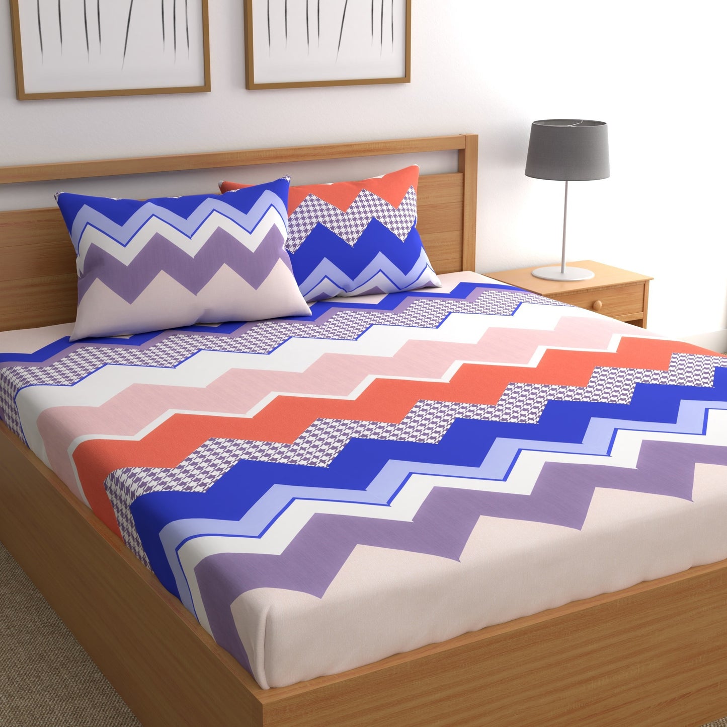 CHHAVI INDIA 210 TC Microfiber Printed King Size Bedsheet With Pillow Covers